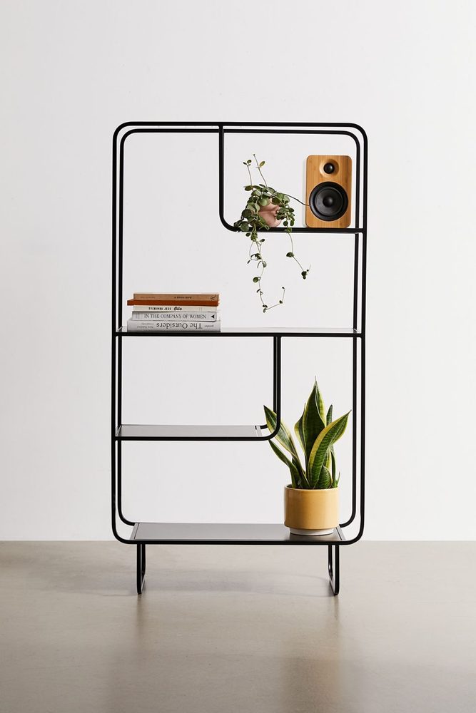 Arc Shelving Unit, a rounded black tube-frame shelving unit
