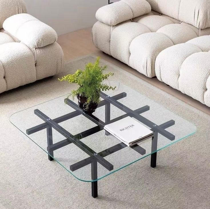 Crossbeam Coffee Table with a cross-braced frame