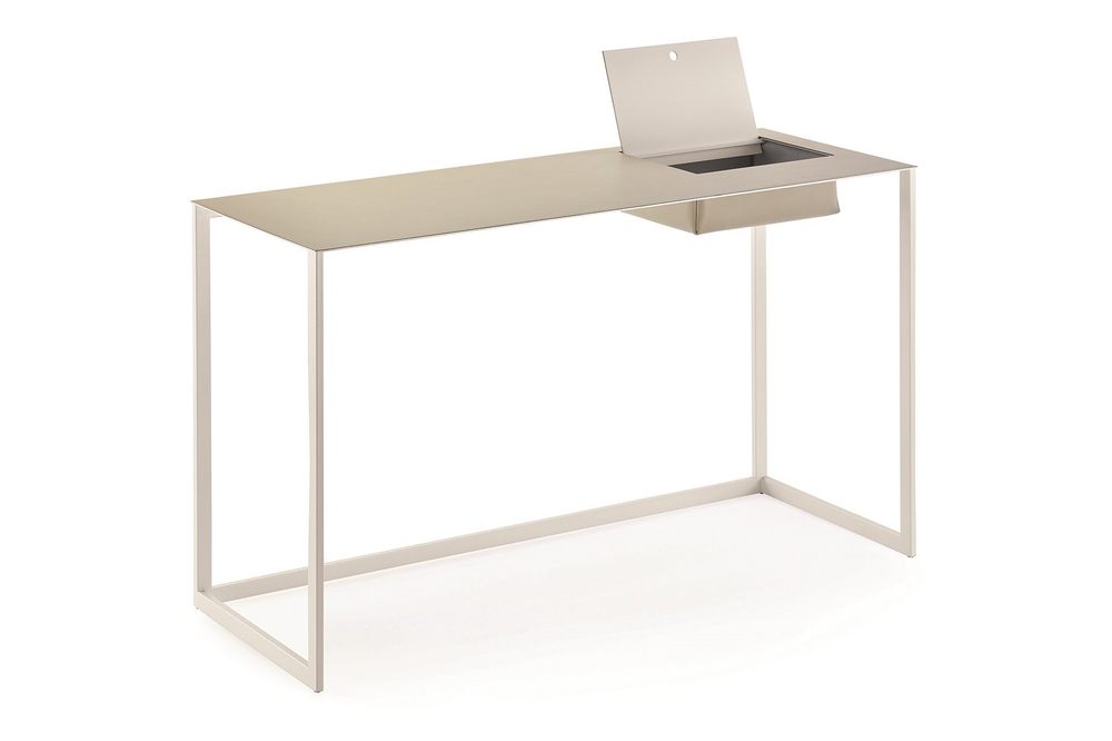 Draft Work Table with a fold-up laptop stand and shallow drawer