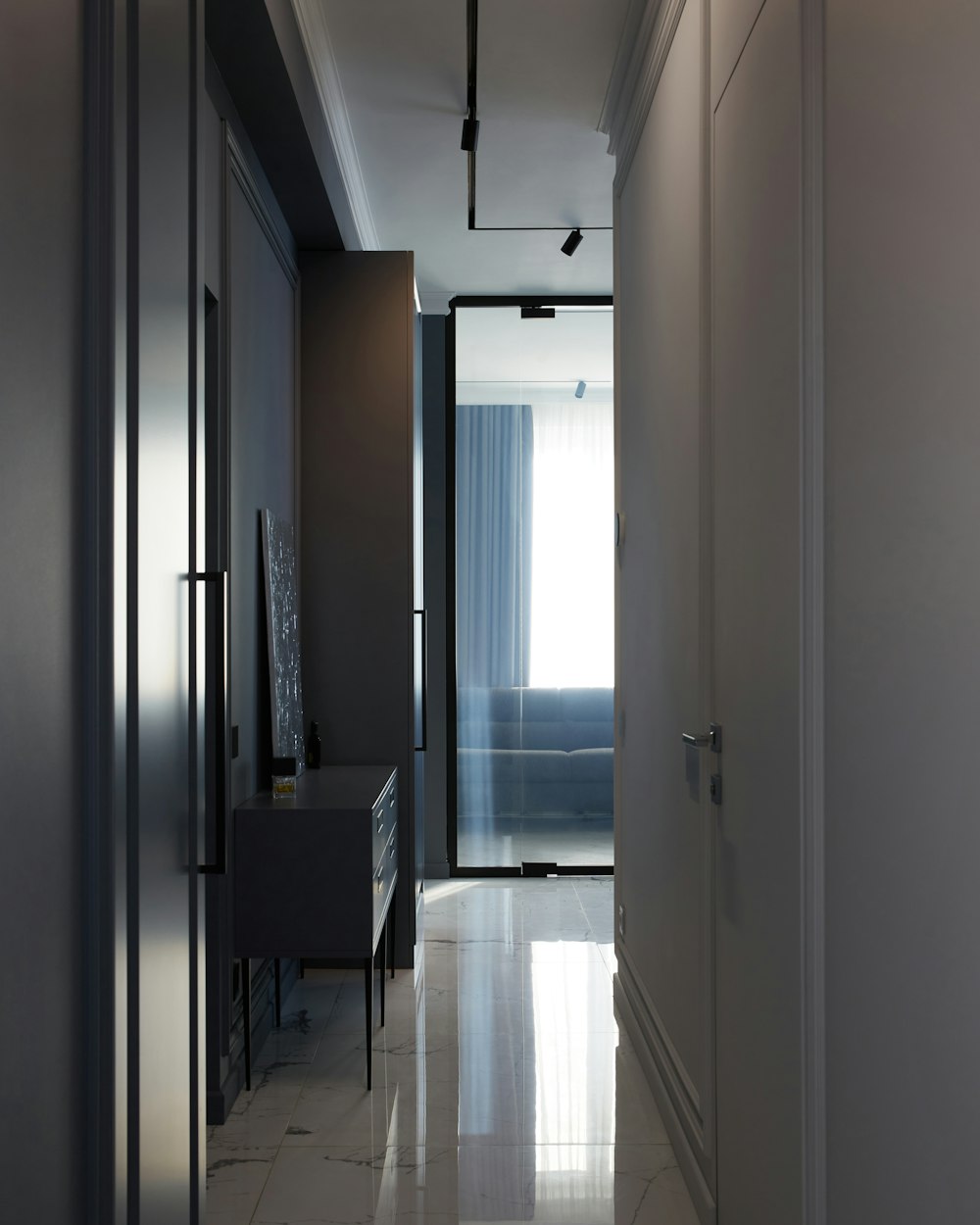 Sill Console — a hallway with slim furniture